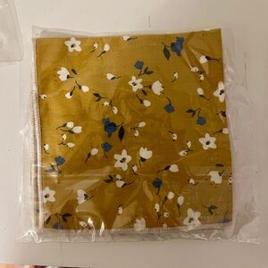 Brand New Mustard Yellow Floral Men’s Pocket Squares, Set of 7